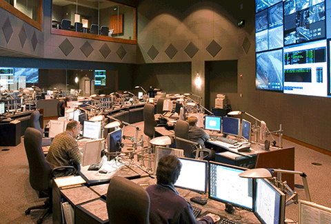 Workers at a Transportation Management Center.