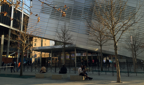 Glass exterior of the National 9/11 Museum.