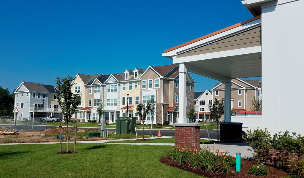 Newly constructed, multi-story residences at The Ridge at Talcott Mountain in Simsbury, Connecticut.