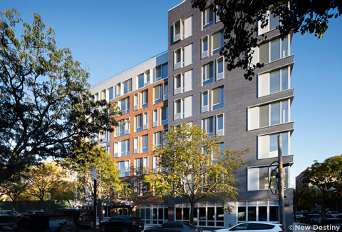 An eight-story residential apartment complex in the Bronx, NY.