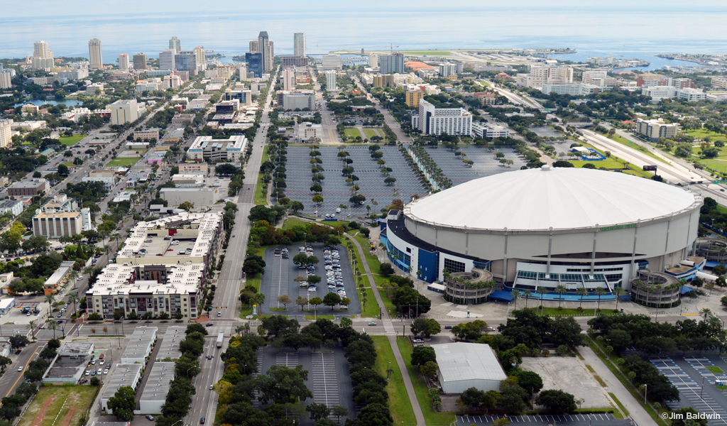 Aerial view of Tropicana Stadium site.