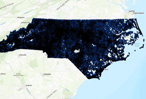 Map of North Carolina.