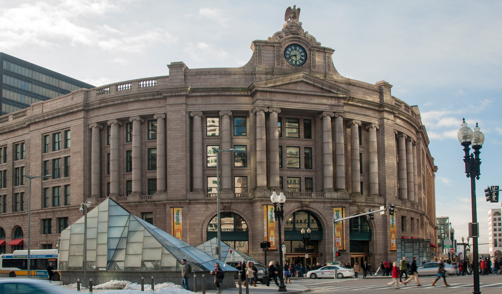 Historic South Station in Boston, Massachusetts.