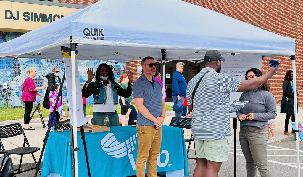 VHB booth during a community engagement pop up event in Randolph, MA. 