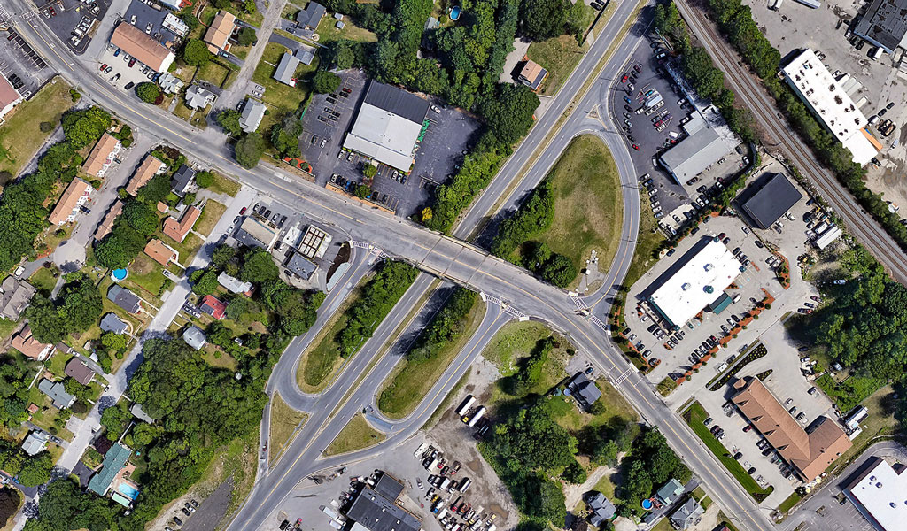 Aerial view of Route 20.