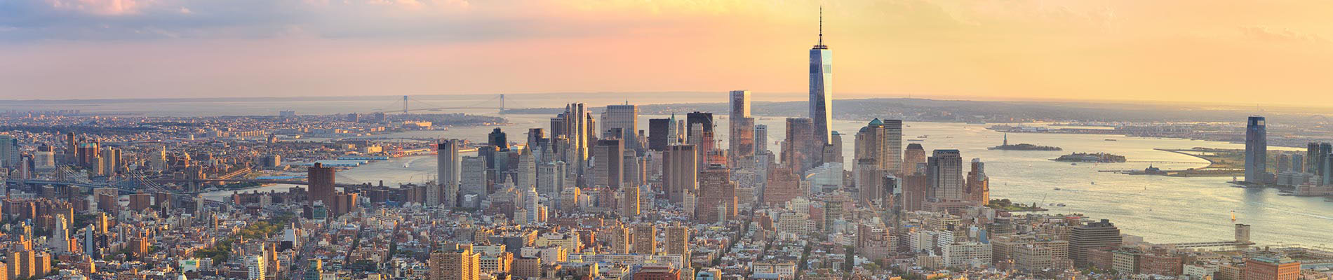 New York City skyline at dusk