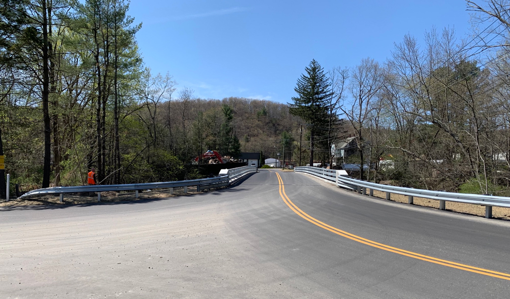 Approaching view of the newly rehabilitated Bogue Bridge.