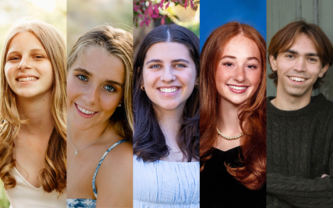 Collage of five 2025 VHB Family Scholarship recipients: Payton Klein, Makayla Mathews, Erin Picanso, Skye Quina, and Nico Ranalli