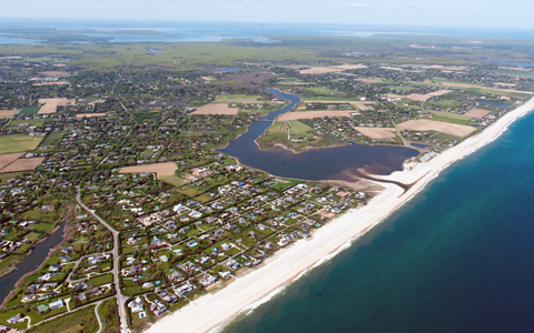 A birds-eye view of the Long Island coastline.