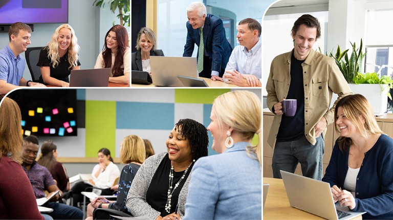 Graphic depicting VHB employees collaborating.