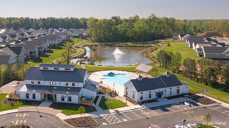 Chickahominy Falls clubhouse and amenity space serves as the focal point of the community.