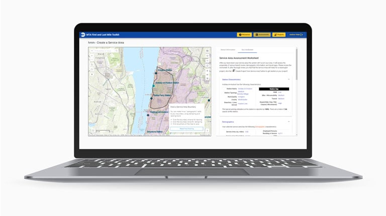 Screen capture of the interactive online First and Last Mile Toolkit.