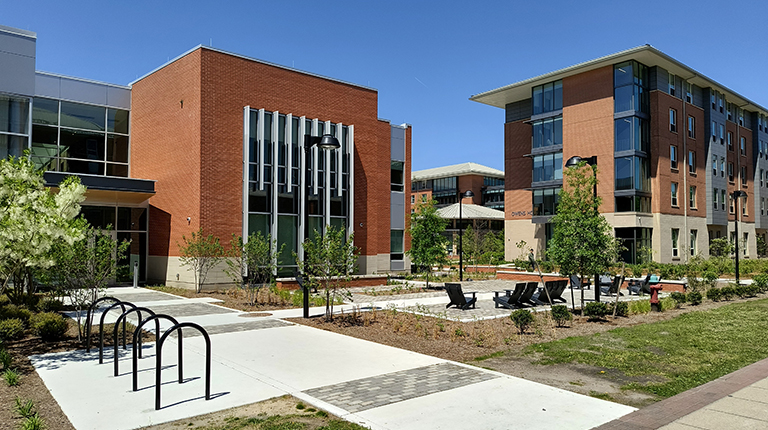 Outdoor space at ODU’s new Student Recreation and Well-Being space.