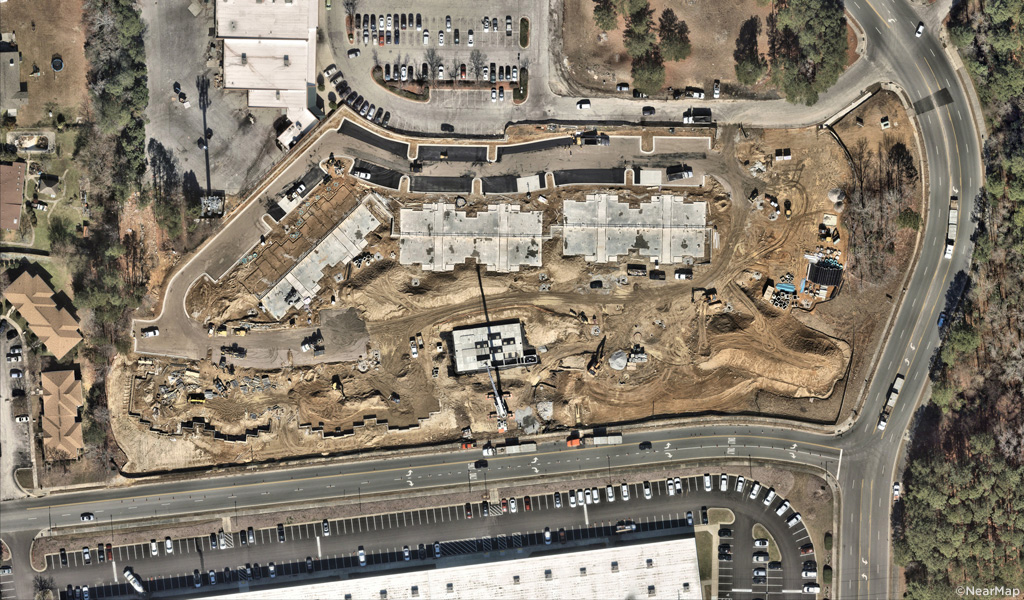 Birch and Branch Apartments aerial construction progress shot. 