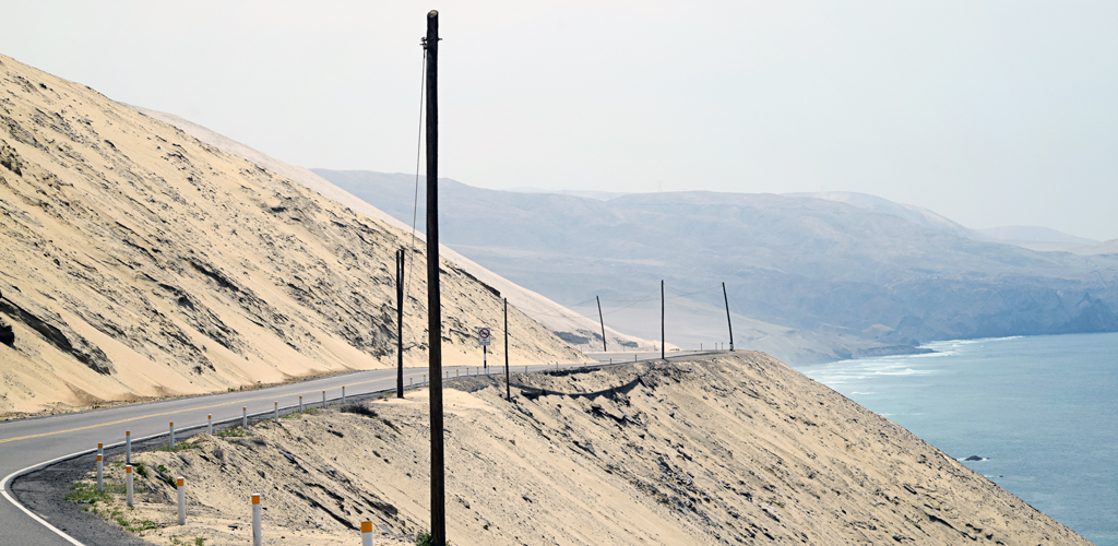 A winding section of the coastal Pan-American Highway in Peru.