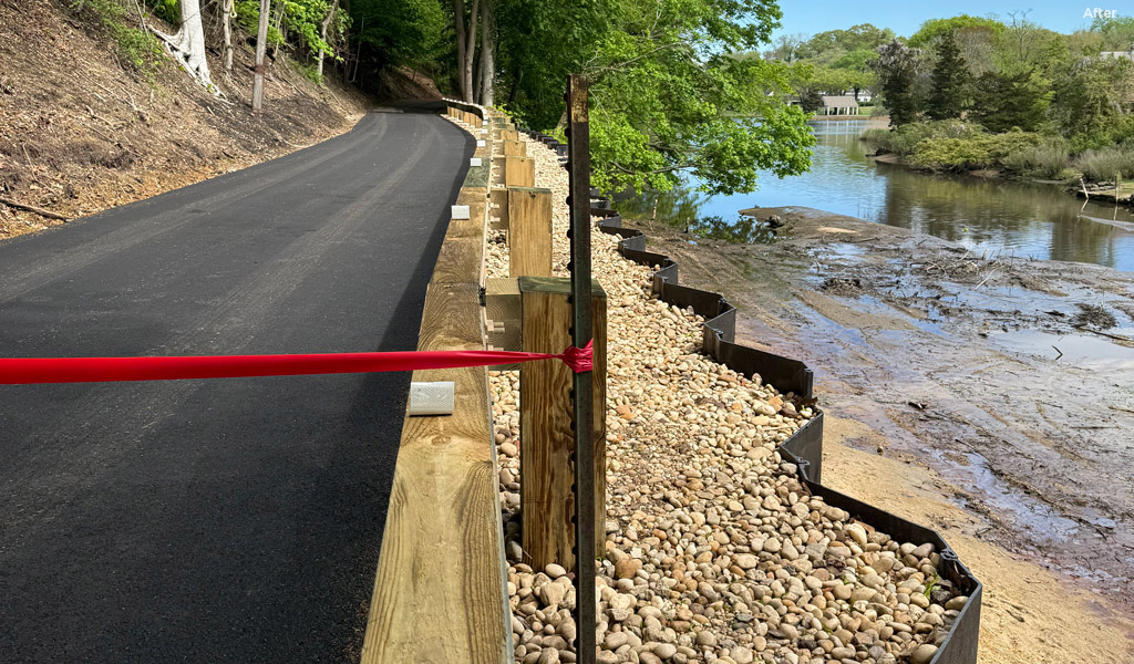 Newly constructed road with ribbon across.