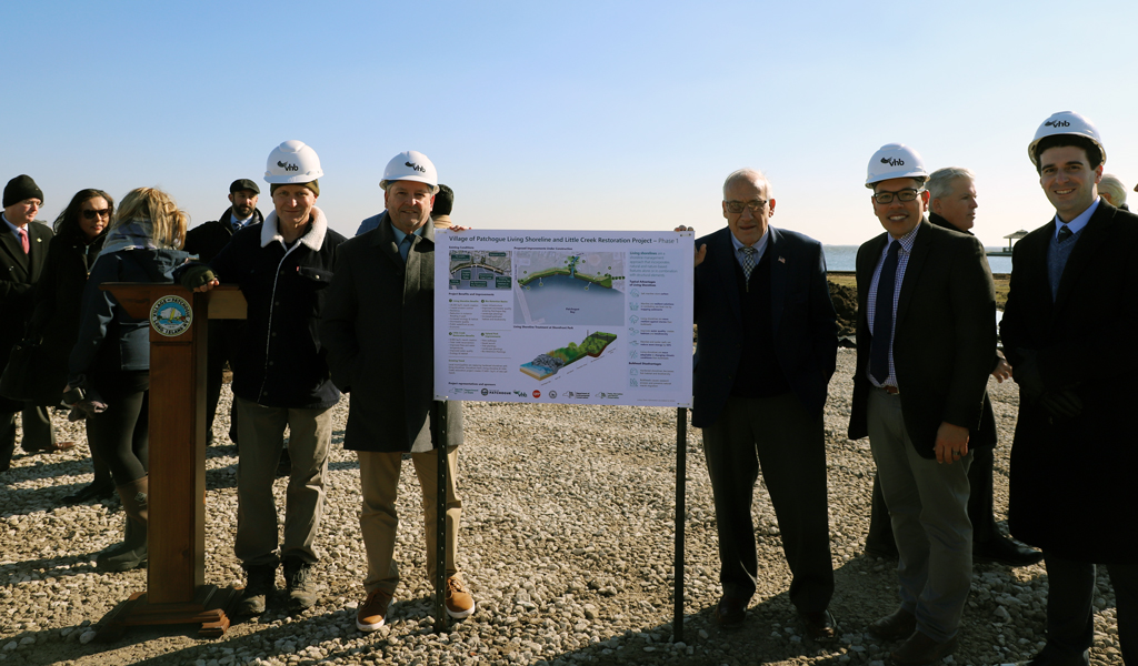 VHBers Attend Shorefront Park Living Shoreline Groundbreaking