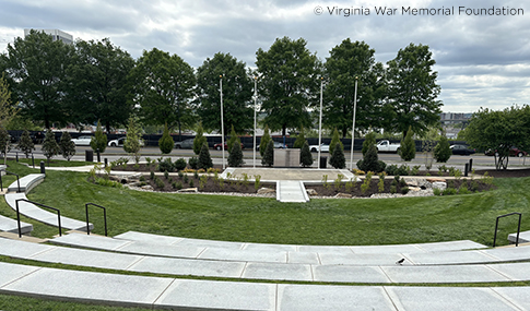 Close up of the new plantings surrounding the amphitheater stage. 