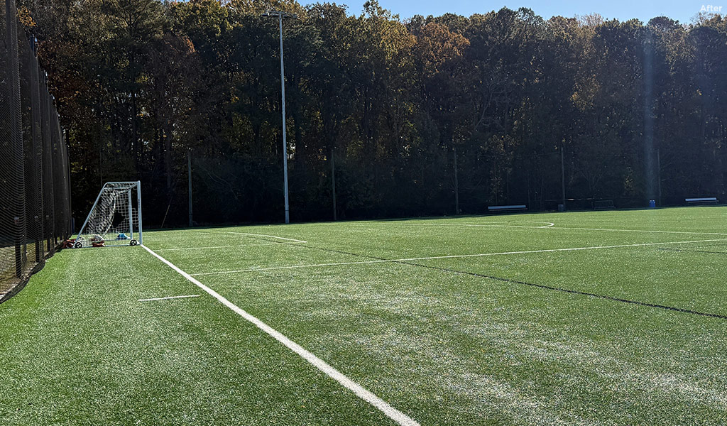 A before-and-after view reveals how new turf has transformed the field, elevating the soccer experience in Virginia Beach.