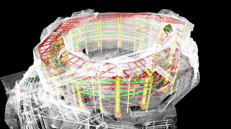 A precise digital model of a roller coaster at Busch Gardens taken using reality capture technology.
