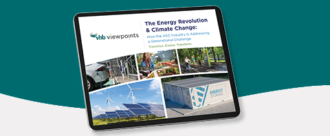 Cover of Energy Revolution & Climate Change Viewpoints document displayed on a tablet.