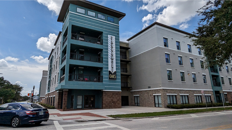 Exterior view of Parramore Oaks, an affordable housing development in Orlando, Florida. 